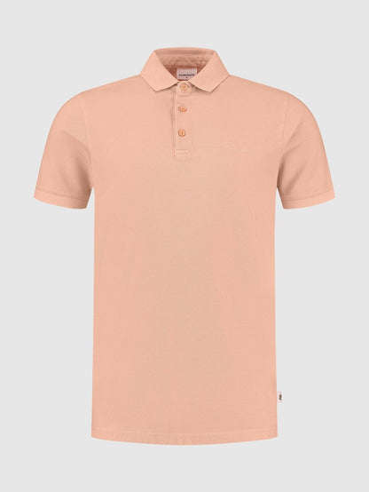 Polo with button placket with embroidery at chest Orange