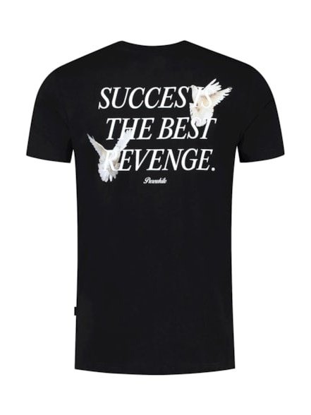 T-shirt with front print and back artwork in Black