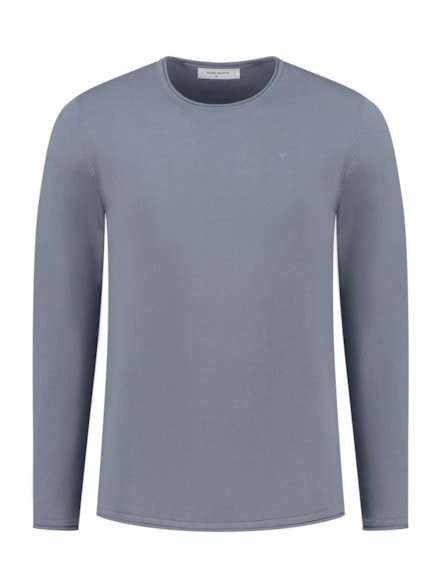 Garment dye knit with round neck  000035 - Blue