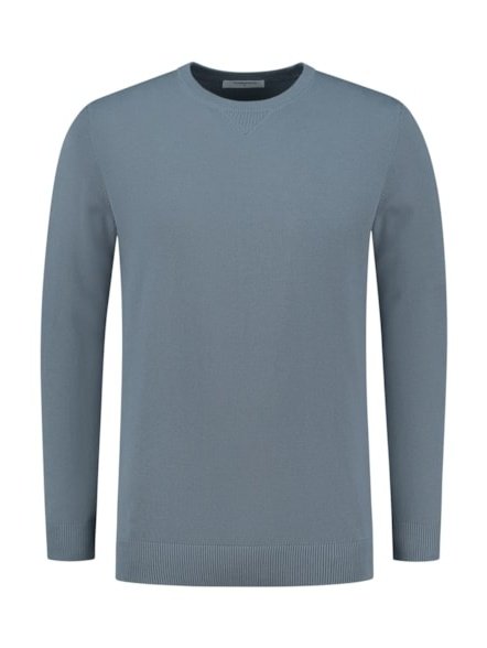 Knitted crewneck with flockprint at the back  000035 - Blue