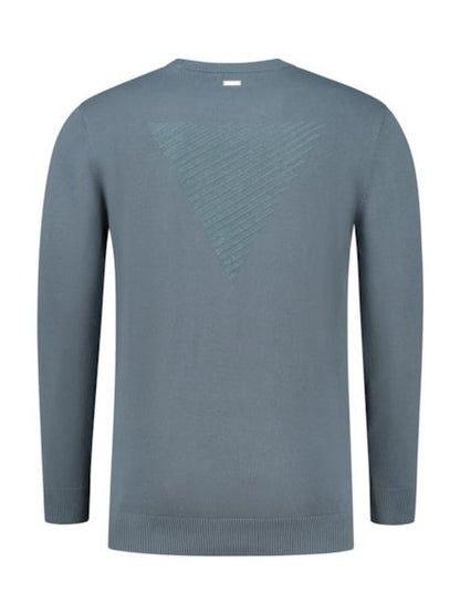 Knitted crewneck with flockprint at the back  000035 - Blue