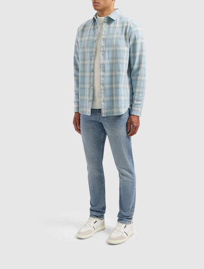 Twill Checked Overshirt Lt Blue