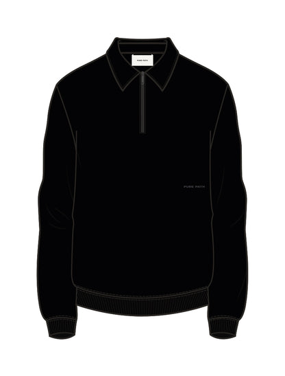 Sideline Wordmark Halfzip Sweater Black