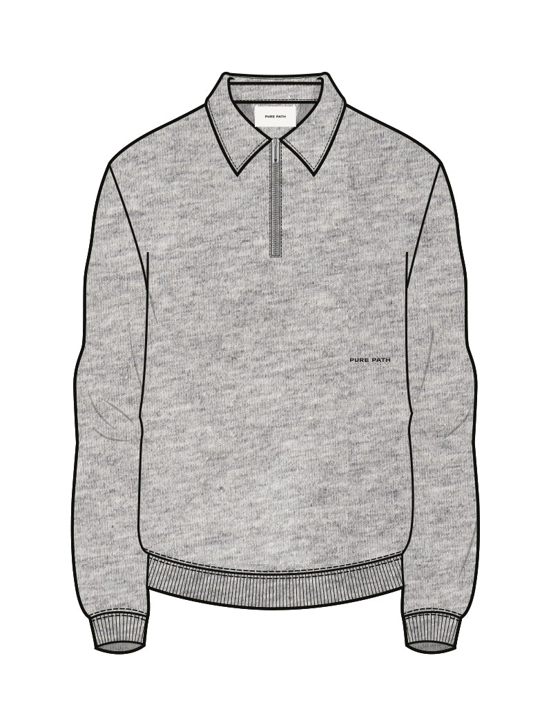 Sideline Wordmark Halfzip Sweater Grey