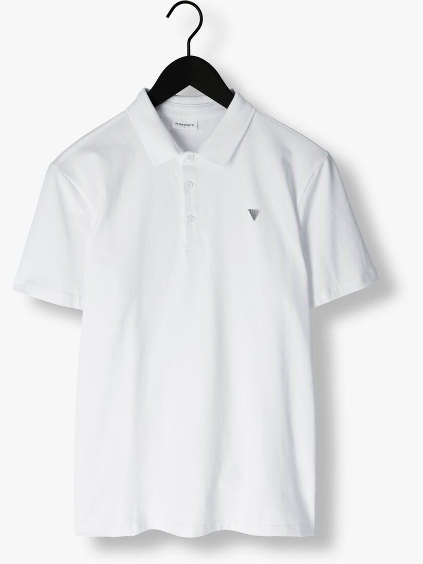 Polo with button placket and small print on chest white