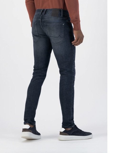 Skinny fit jeans with all-over damgaing spots in denim dark