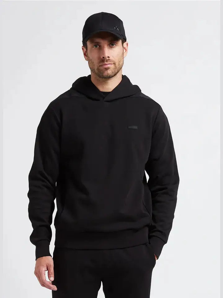 Sweater van katoenmix met capuchon - Black