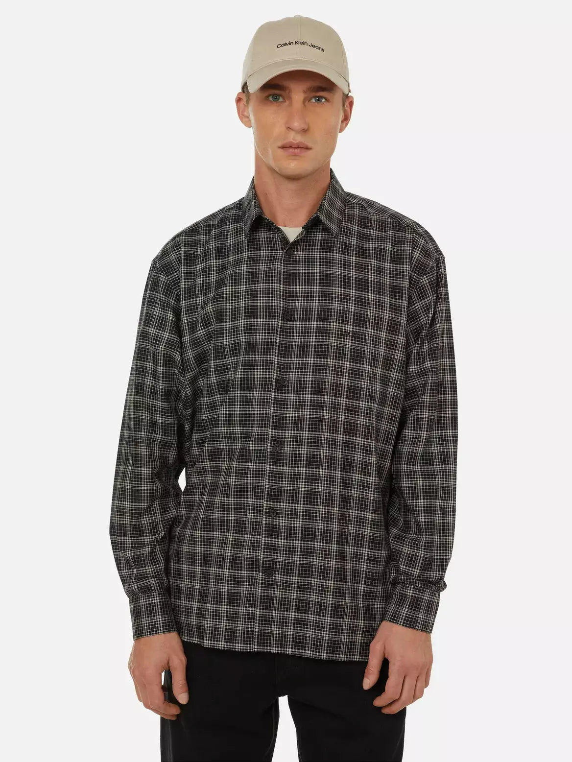 Modern check twill overhemd Black / Fog Check