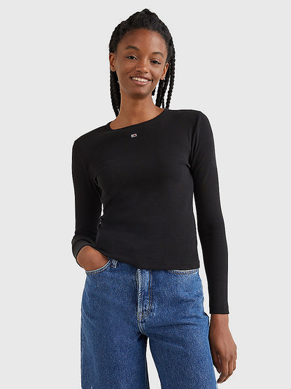 TJW bby essetial rib long sleeve - black