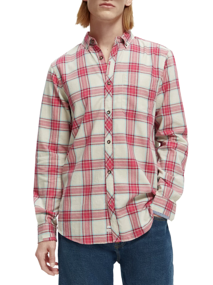 Regular-Fit checked lightweight voile overhemd