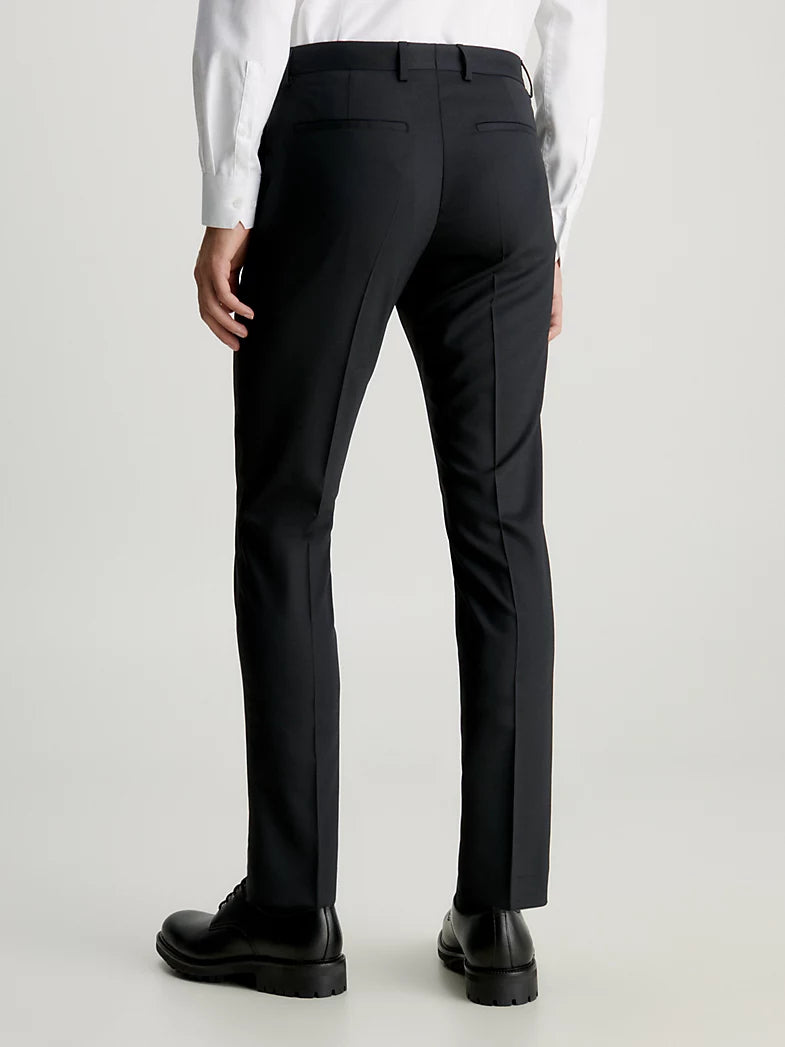 Slim Wollen Stretch Pantalon - Black