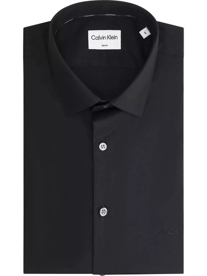 Poplin stretch slim overhemd - Black