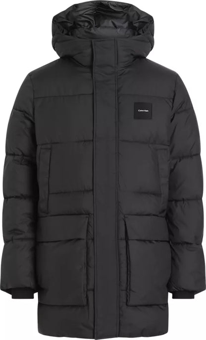 LONG HOODED QUILT PUFFER MW CK BLACK