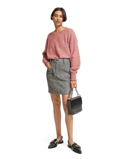 Herringbone high rise mini skirt Herringbone Tweed