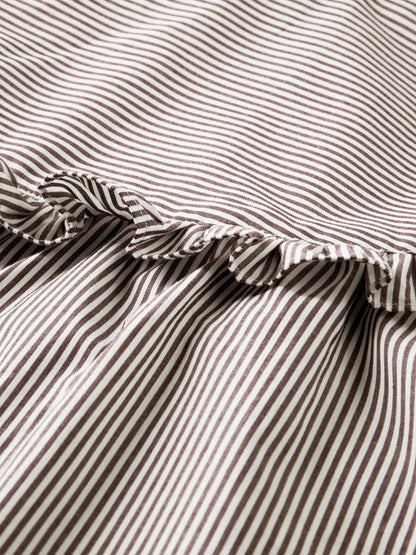 Striped seasonal shirt with ruffled yoke detail