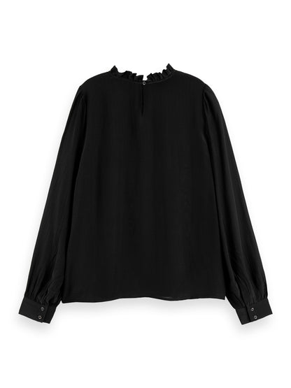 Pintuck blouse with ruffle