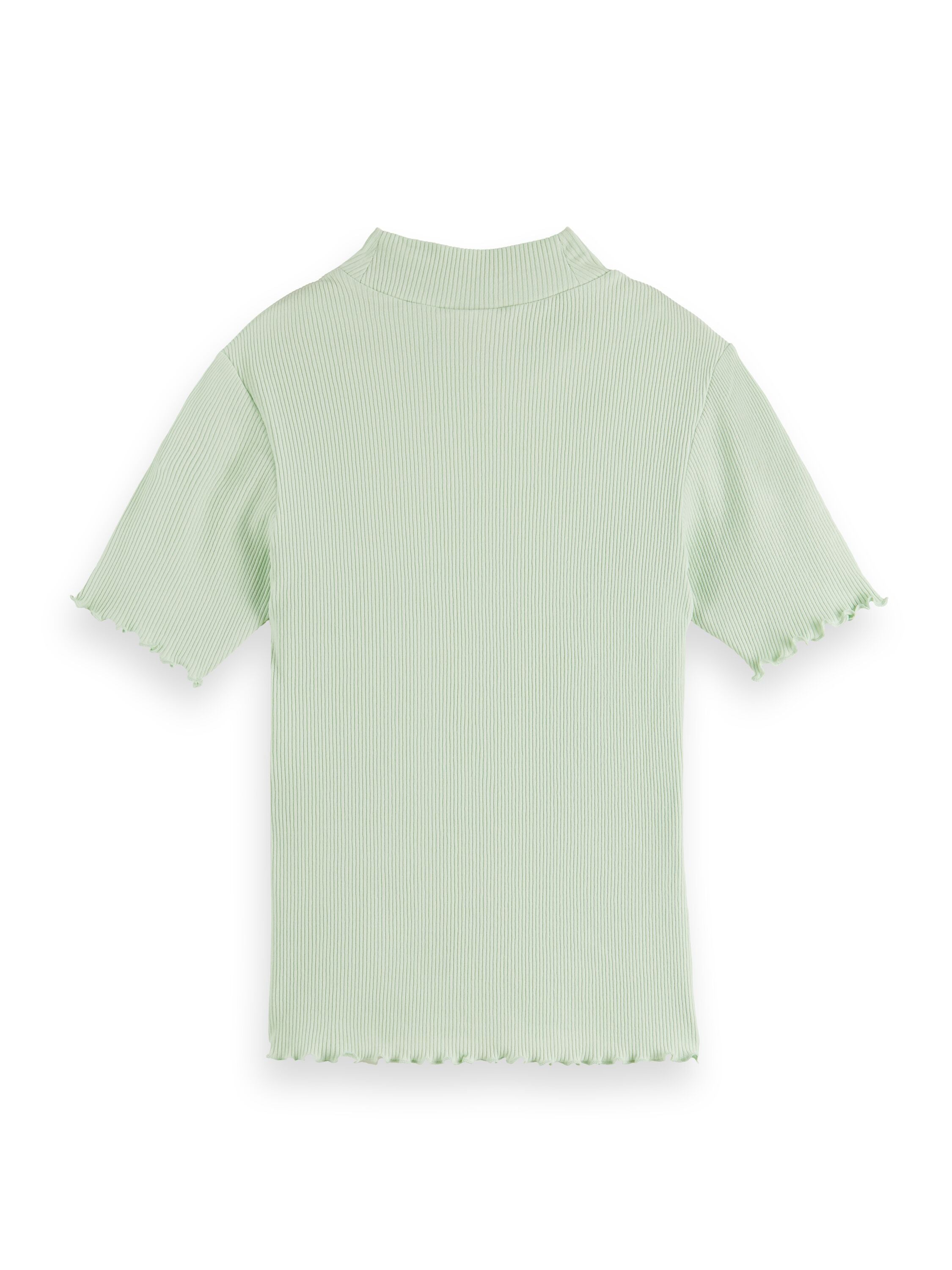 Ribbed mock neck T-shirt in Sea Green