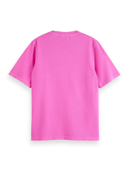 Washed T-shirt with chest artwork Neon Pink