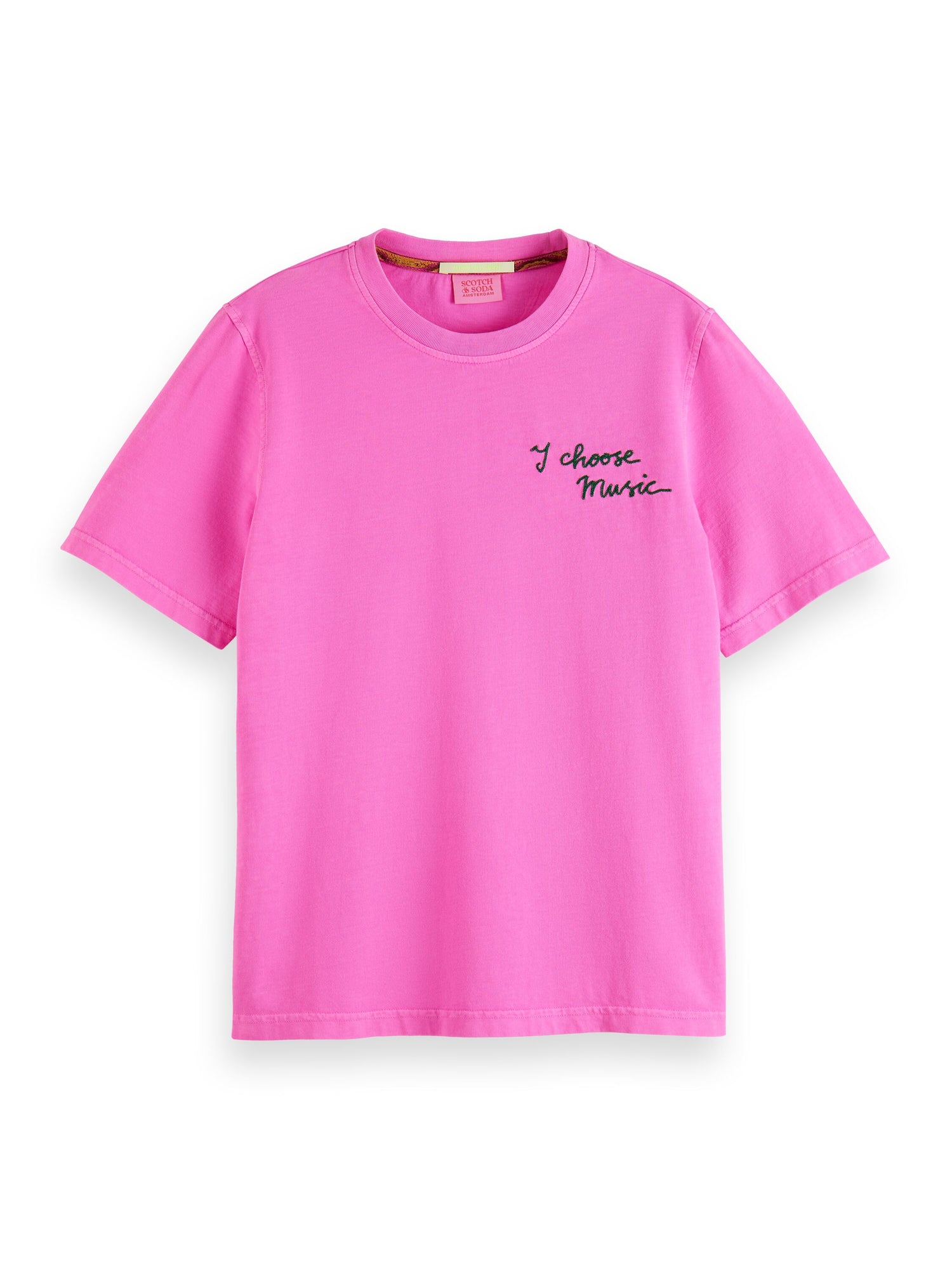 Washed T-shirt with chest artwork Neon Pink