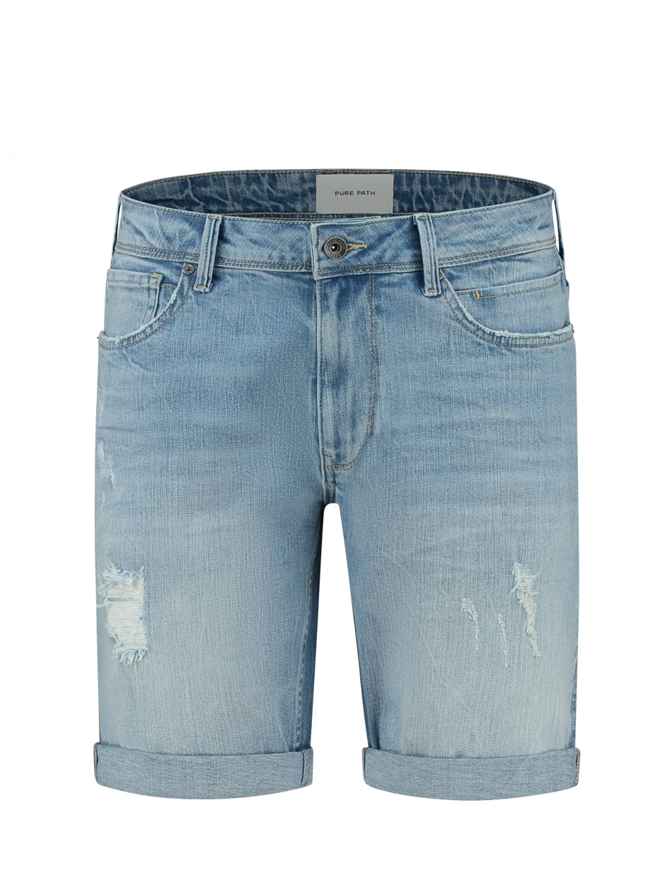 The Steve Skinny Fit Shorts  Denim Light Blue  W1259