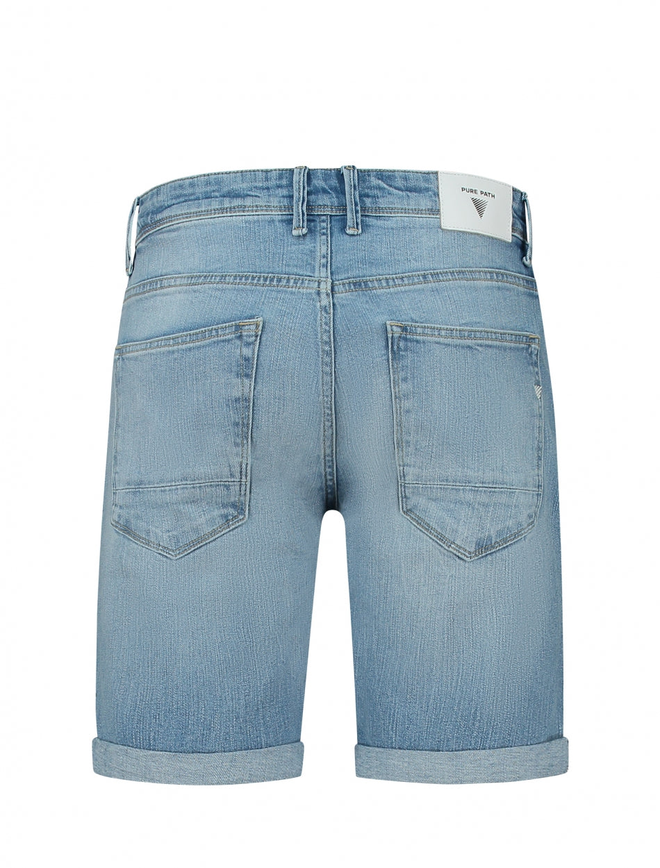 The Steve Skinny Fit Shorts  Denim Light Blue  W1259
