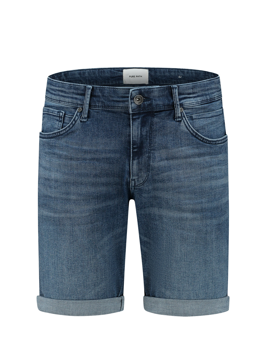 The Steve Skinny Fit Shorts  Denim Mid Blue  W1287