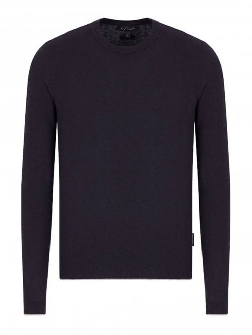 Pullover with grey hems 8NZM6A-NAVY