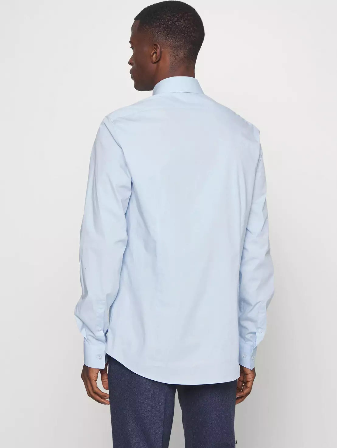 Poplin stretch slim overhemd - Calm blue