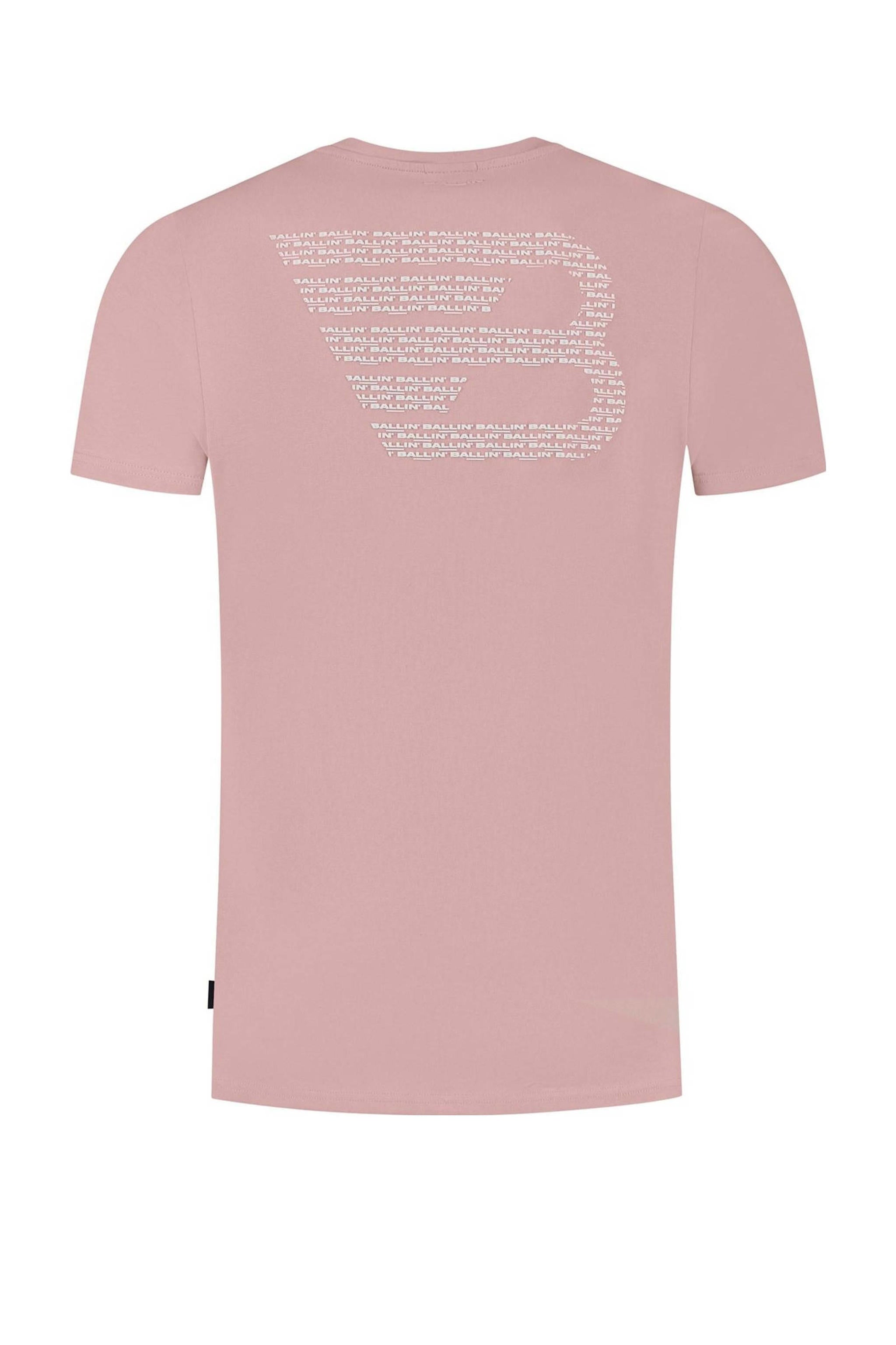 Tshirt with pocket on chest and back print - Old Pink