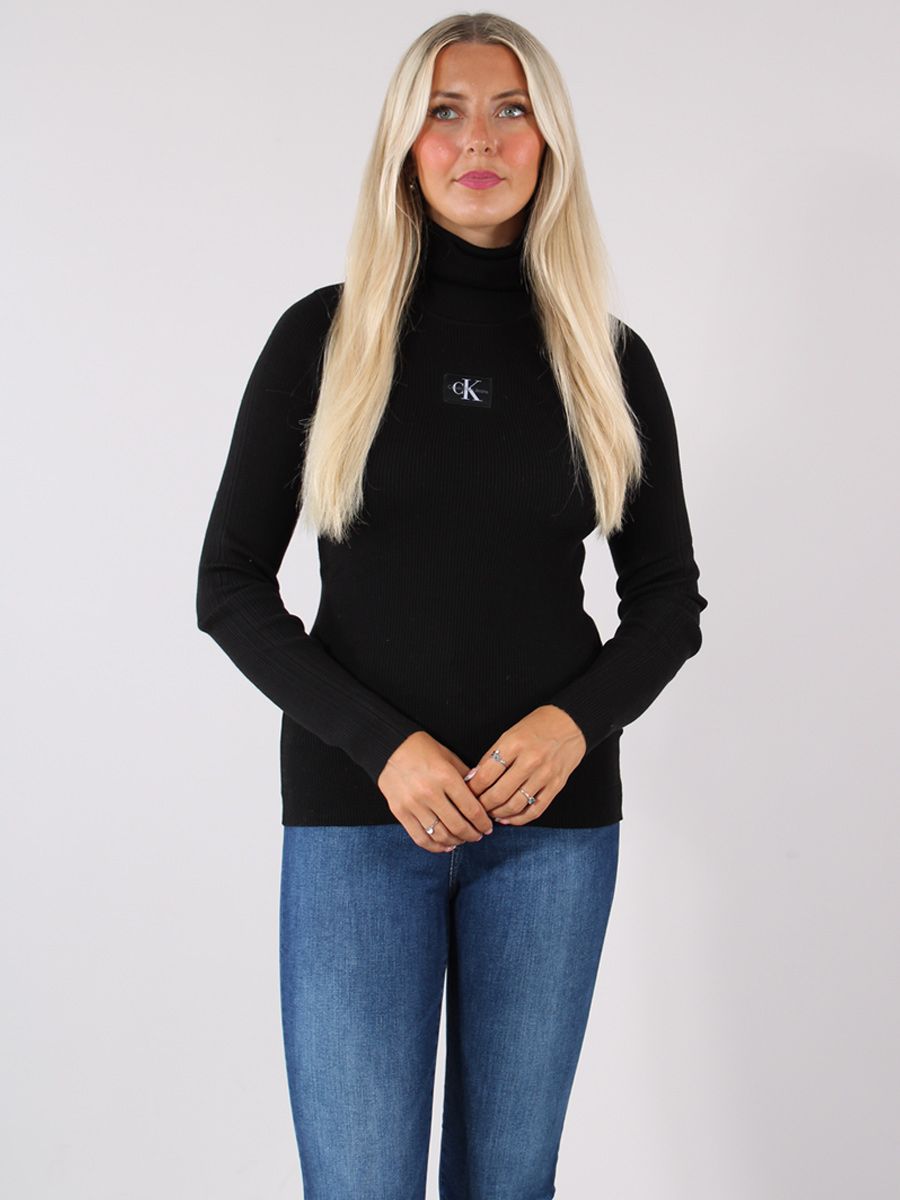 Badge roll neck sweater - Black