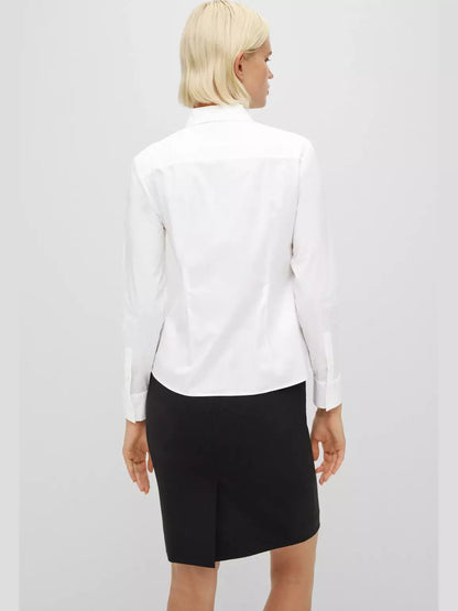 Regulair fit blouse in popeline van stretchkatoen