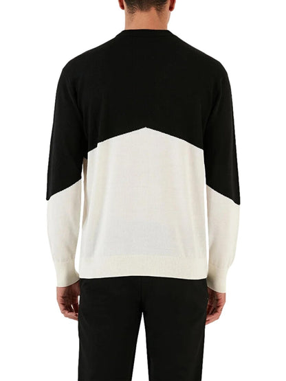 Pullover 2-kleurig 6RZM6B-BLACK / OFF WHITE