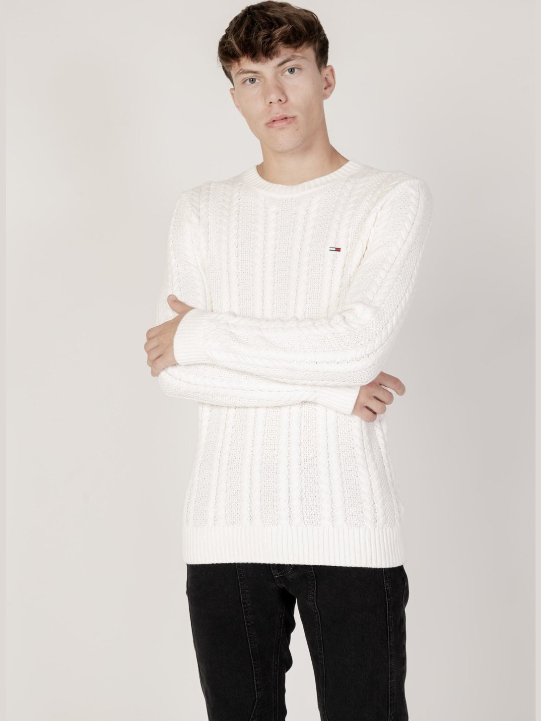 TJM regular cable sweater - white