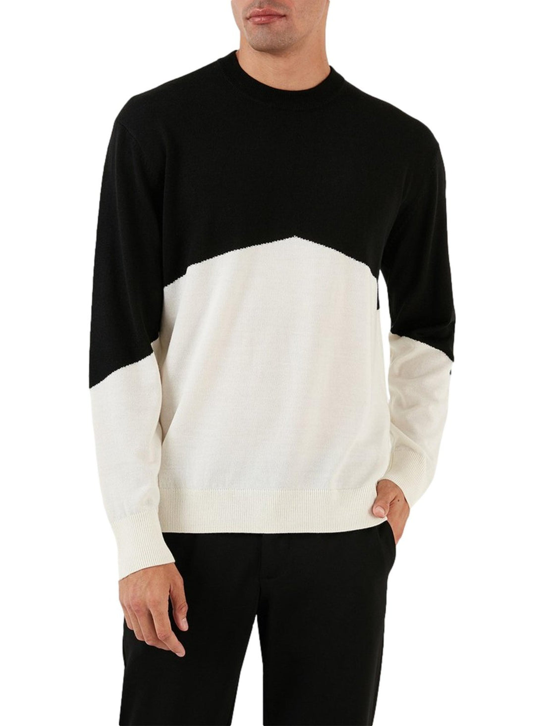 Pullover 2-kleurig 6RZM6B-BLACK / OFF WHITE