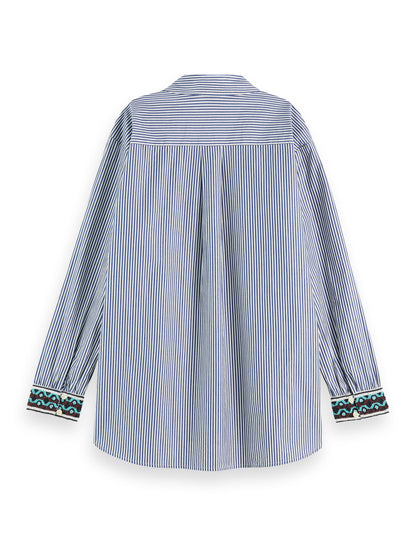 Oversized shirt with pocket  Marine Stripe