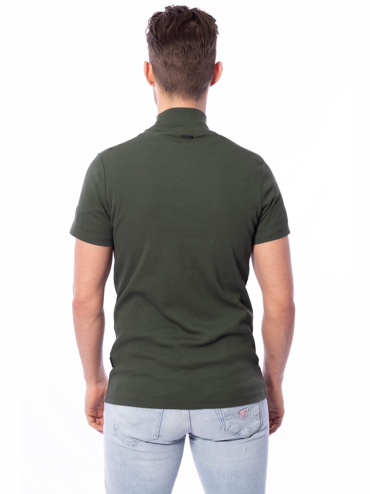 Slim fit t-shirt met badge op arm