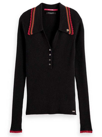 Knitted longsleeve polo