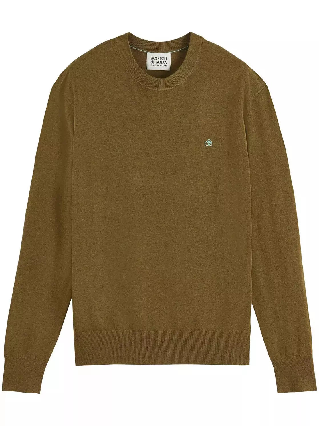 Essentials - Ecovero viscose-blend crewneck pullover - Khaki Melange