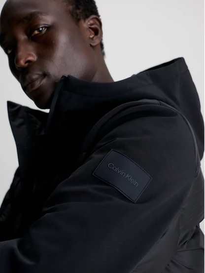 Mix media quilt jacket Ck Black