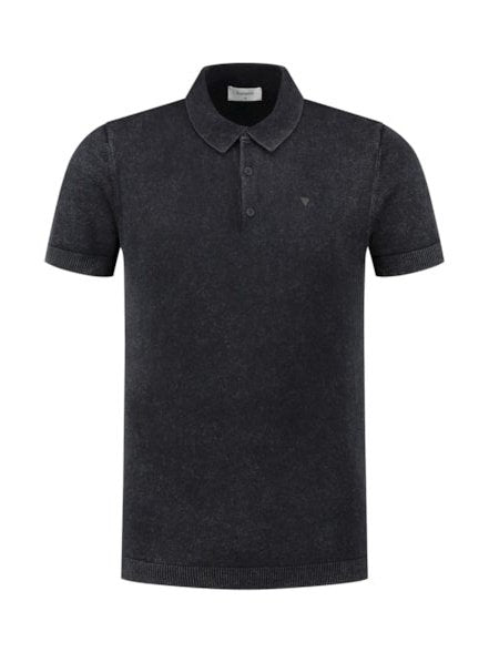 Flat knitted shirt SS polo with small logo on chest  6 - Antra