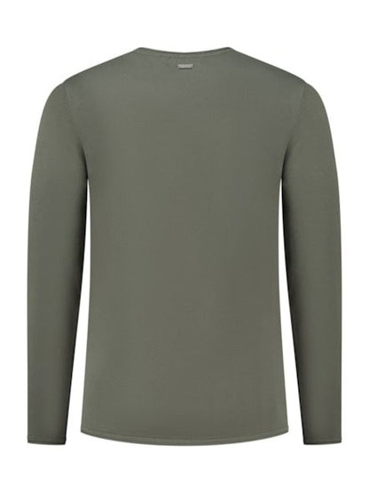 Flat knitted shirt with small logo on chest  10 - Army Green