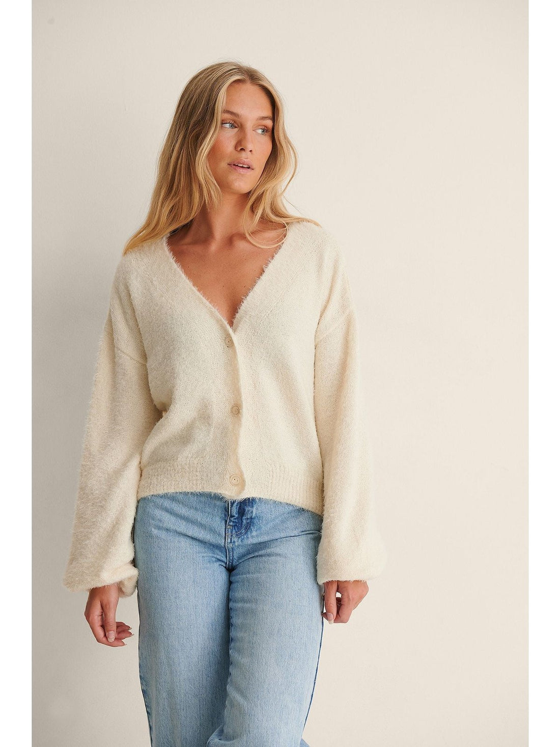 OVERSIZED KNITTED CARDIGAN- Ecru