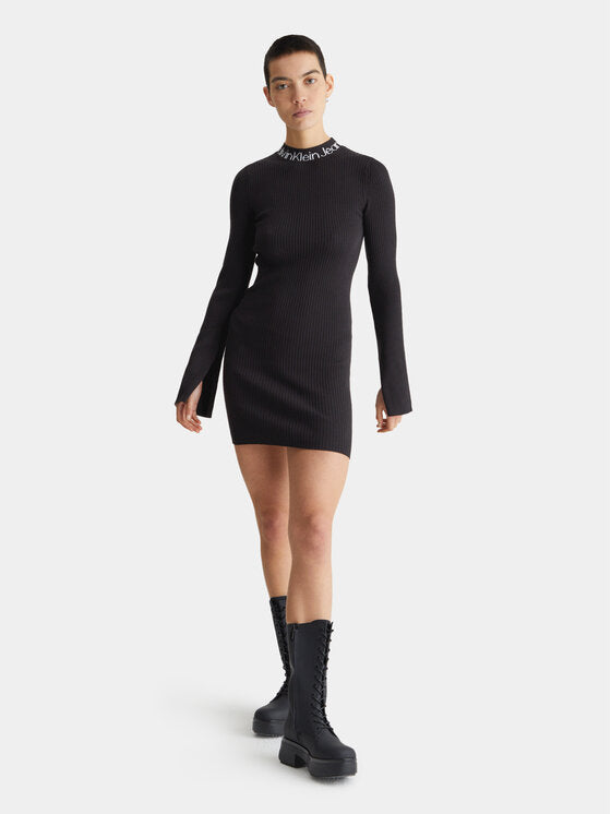 LOGO INTARSIA SWEATER DRESS  CK BLACK  J20J222719