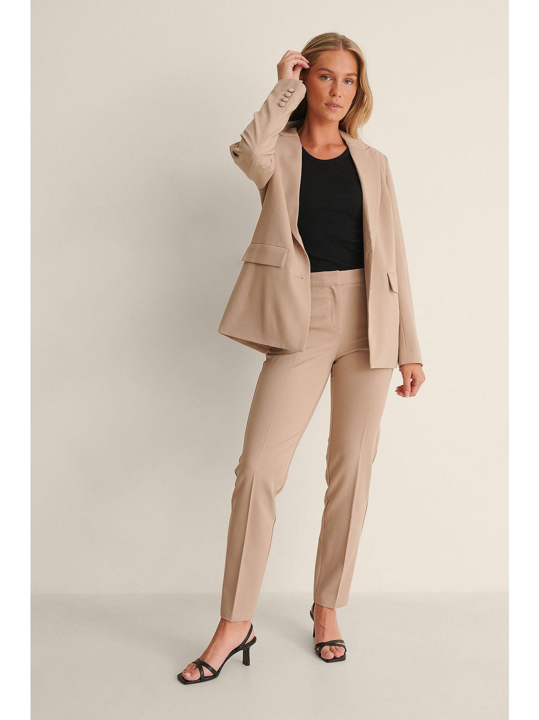 FITTED SUIT PANTS - Dark Beige